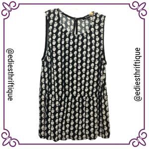 Madewell Bloomstamp Sleeveless Black & White Floral Tank Top Size XXS